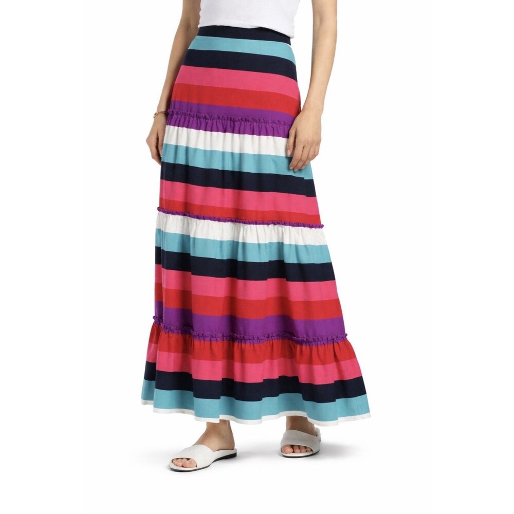 1901 | Women's Multi-colored Tiered Striped Maxi Skirt Size 4 11274